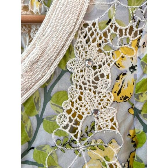 Ebene by Patrick Assuline Dress Sz Small 100% Silk Floral Lace Feminine Tunic - Picture 5 of 11